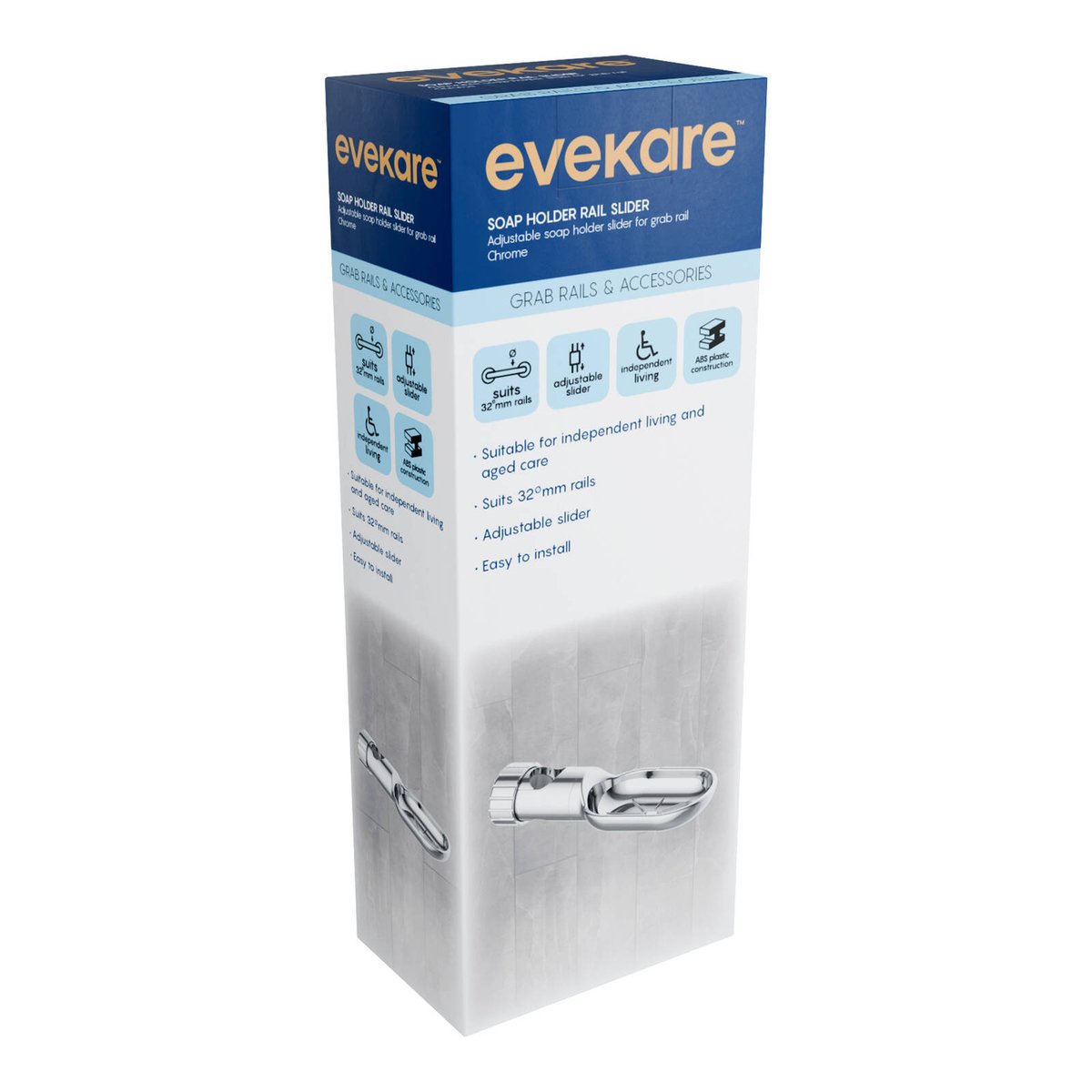 Evekare 32mm Chrome Soap Holder - Adjustable - Easy Install - ABS Construction - SuperSaverAU - view 5
