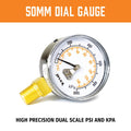 Jflex 50mm Dial Pressure Gauge - Dual Scale psi kPa - Vibration Resistant - SuperSaverAU - view 3