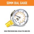 JFLEX 50mm Dual Scale Dial Pressure Gauge PSI kPa 1/4" BSP