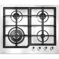 ILVE 60cm Natural Gas Cooktop - Stainless Steel, Wok Burner, Cast Iron Pan Supports, Safety Valve - HCL60CKSS