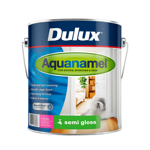 Dulux Aquanamel 4L Extra Bright Base Semi Gloss Enamel Paint - Water-Based, Indoor & Outdoor