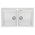 Oliveri Santorini White Double Bowl Topmount Sink - Granite Quartz, Scratch Resistant - ST-WH1564OF