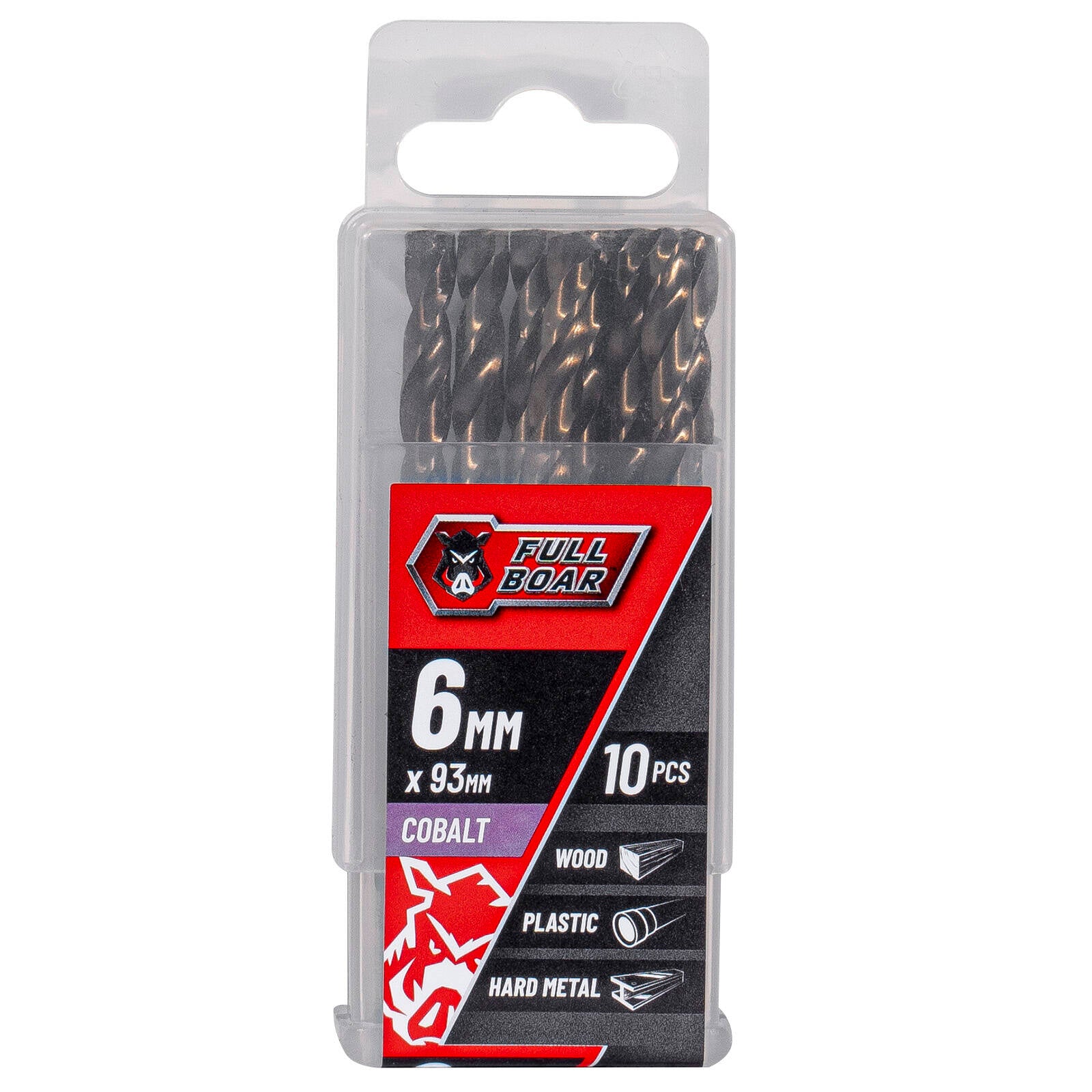 Full Boar 6mm M35 Cobalt Drill Bit 10 Pack for Hard Metal Wood Plastic