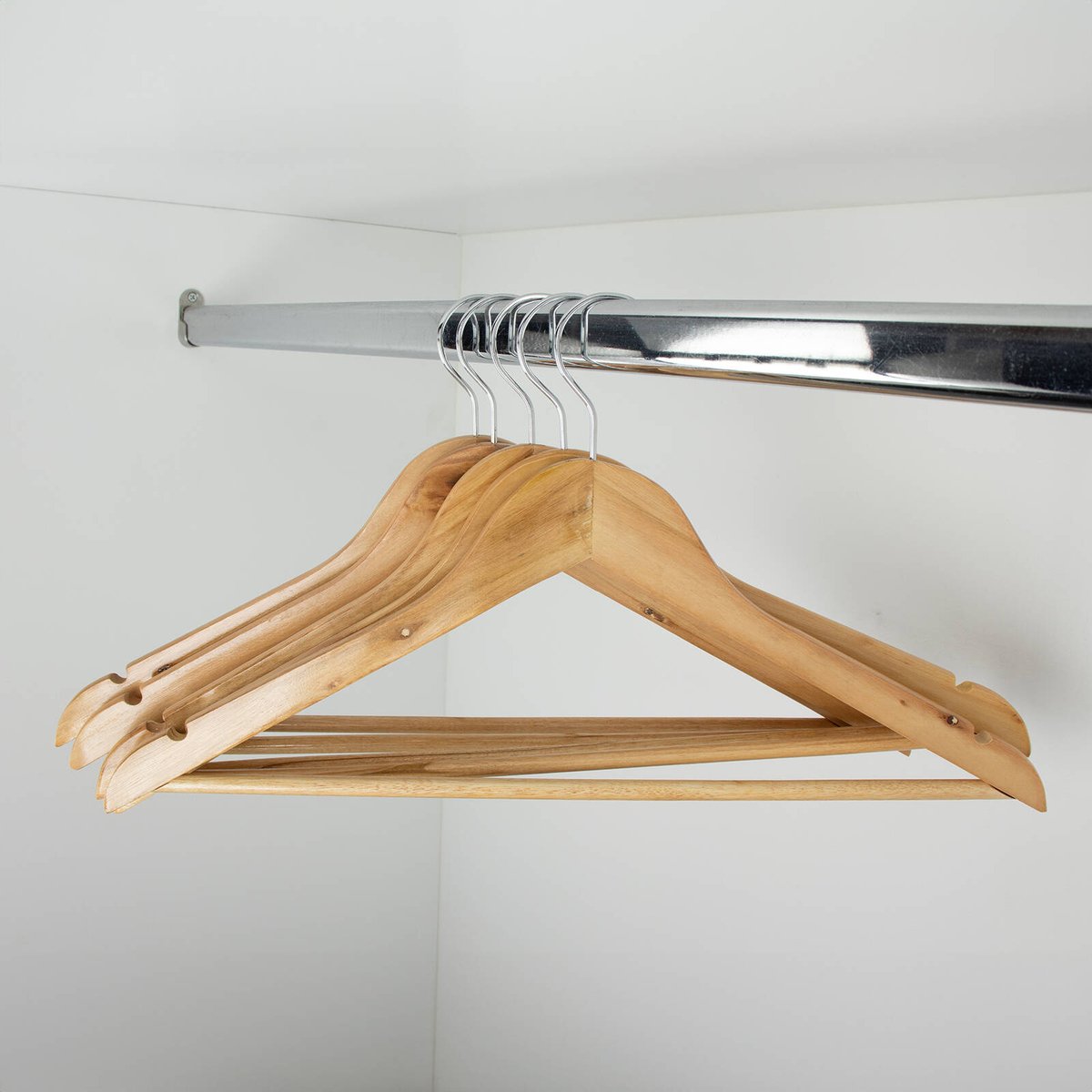 Practa Timber Clothes Hangers - Heavy Duty - 5 Pack - 445mm x 230mm - Natural