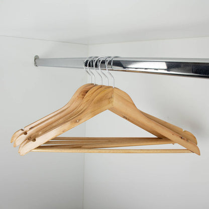 Practa Timber Clothes Hangers - Heavy Duty - 5 Pack - 445mm x 230mm - Natural