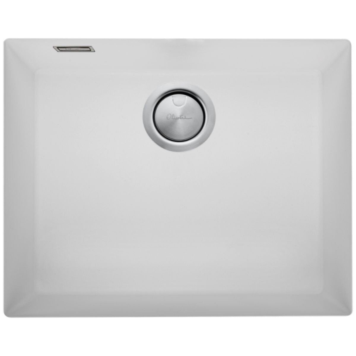 Oliveri undermount sink - large single bowl, white granite and quartz composite, overflow - ST-WH1550UOF
