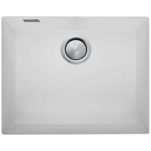 Oliveri undermount sink - large single bowl, white granite and quartz composite, overflow - ST-WH1550UOF