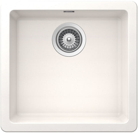 Abey Schock Soho single bowl sink 450mm - white Polaris finish, topmount, Nanogranite - N100SW
