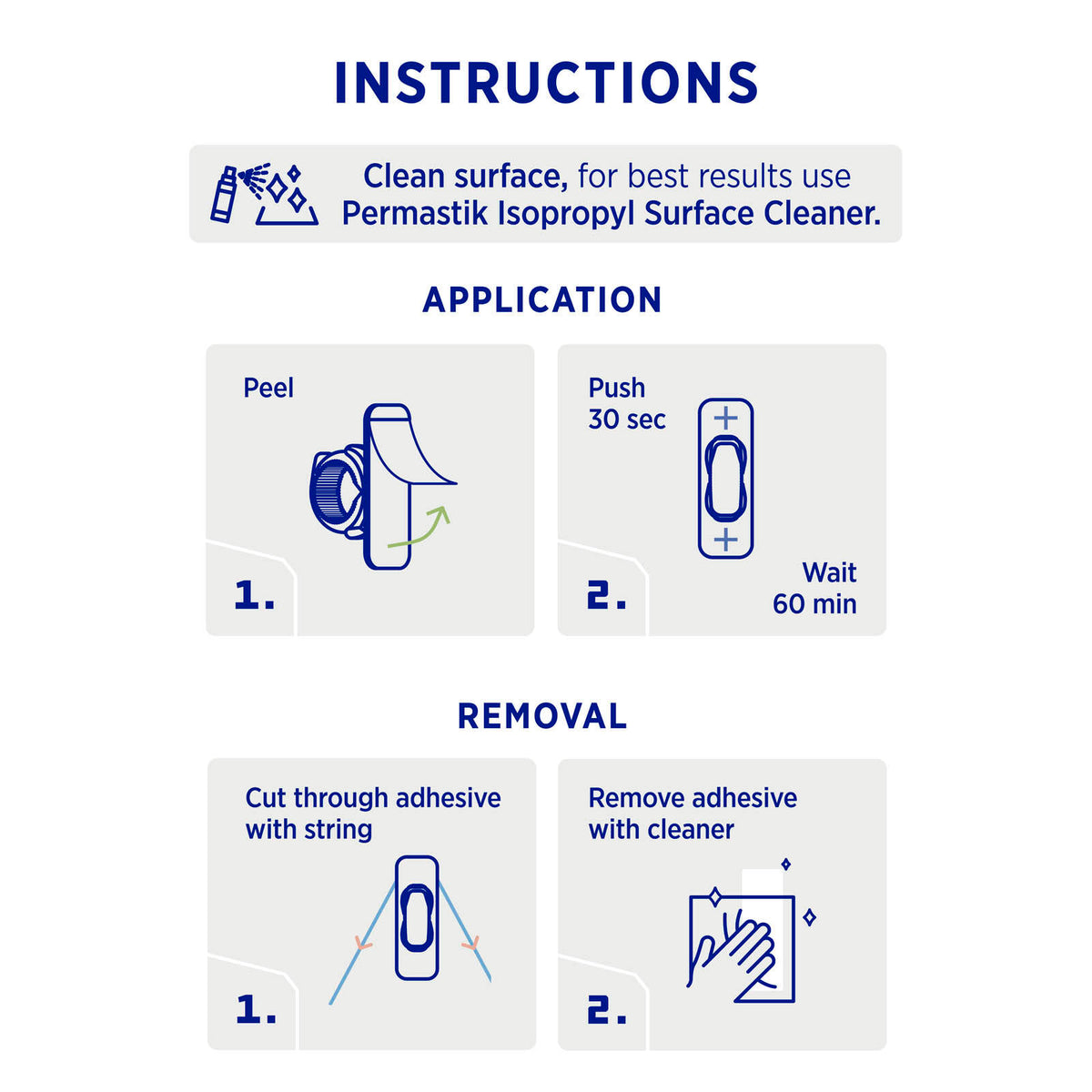 Permastik Small Permanent Cable Clips 12 Pack - White, Self-Adhesive, No-Drill