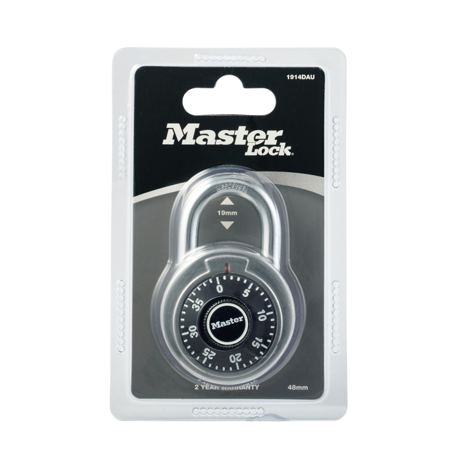 Master Lock 48mm Combination Padlock, Stainless Steel Body, Hardened Steel Shackle