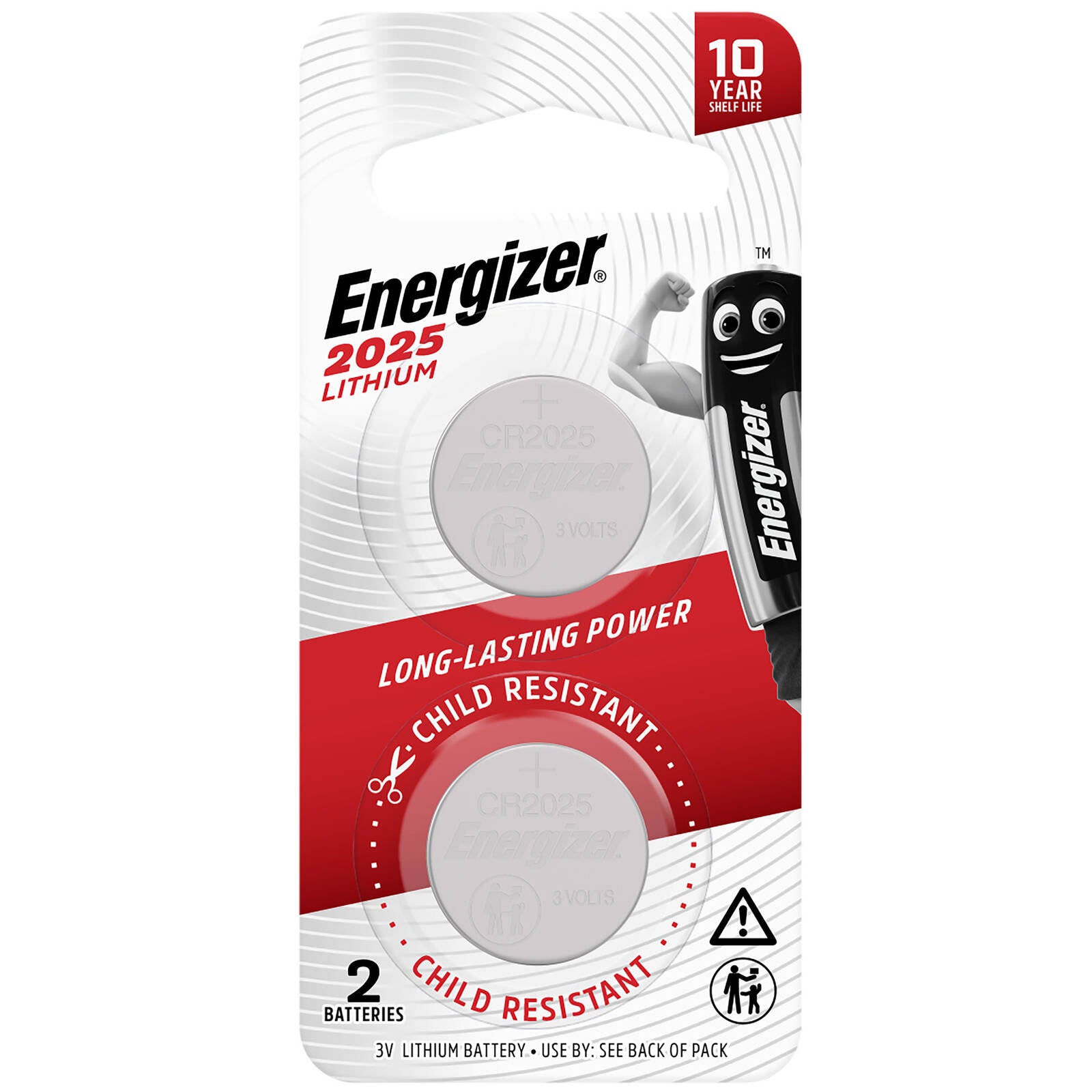 Energizer 2025 3V Lithium Coin Battery 2 Pack CR2025