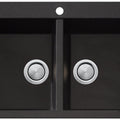 Oliveri Santorini double bowl topmount or flush mount sink - black granite and quartz - ST-BL1564