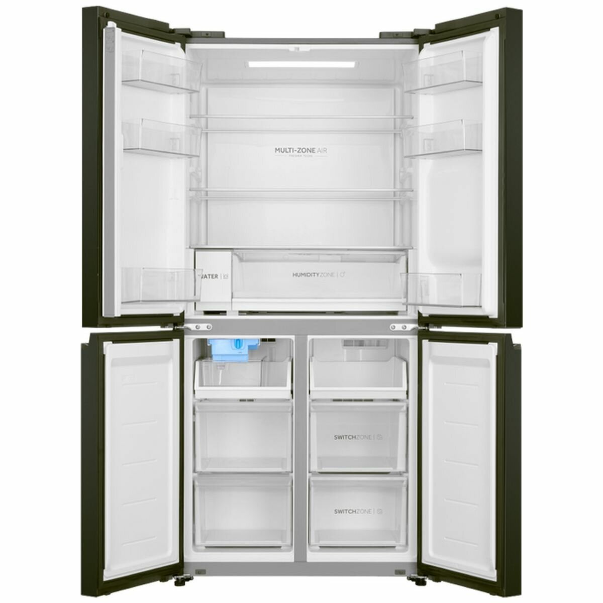 Haier 507L Quad Door Fridge - Black - Plumbed Water Dispenser and Ice Maker - HRF580YPC