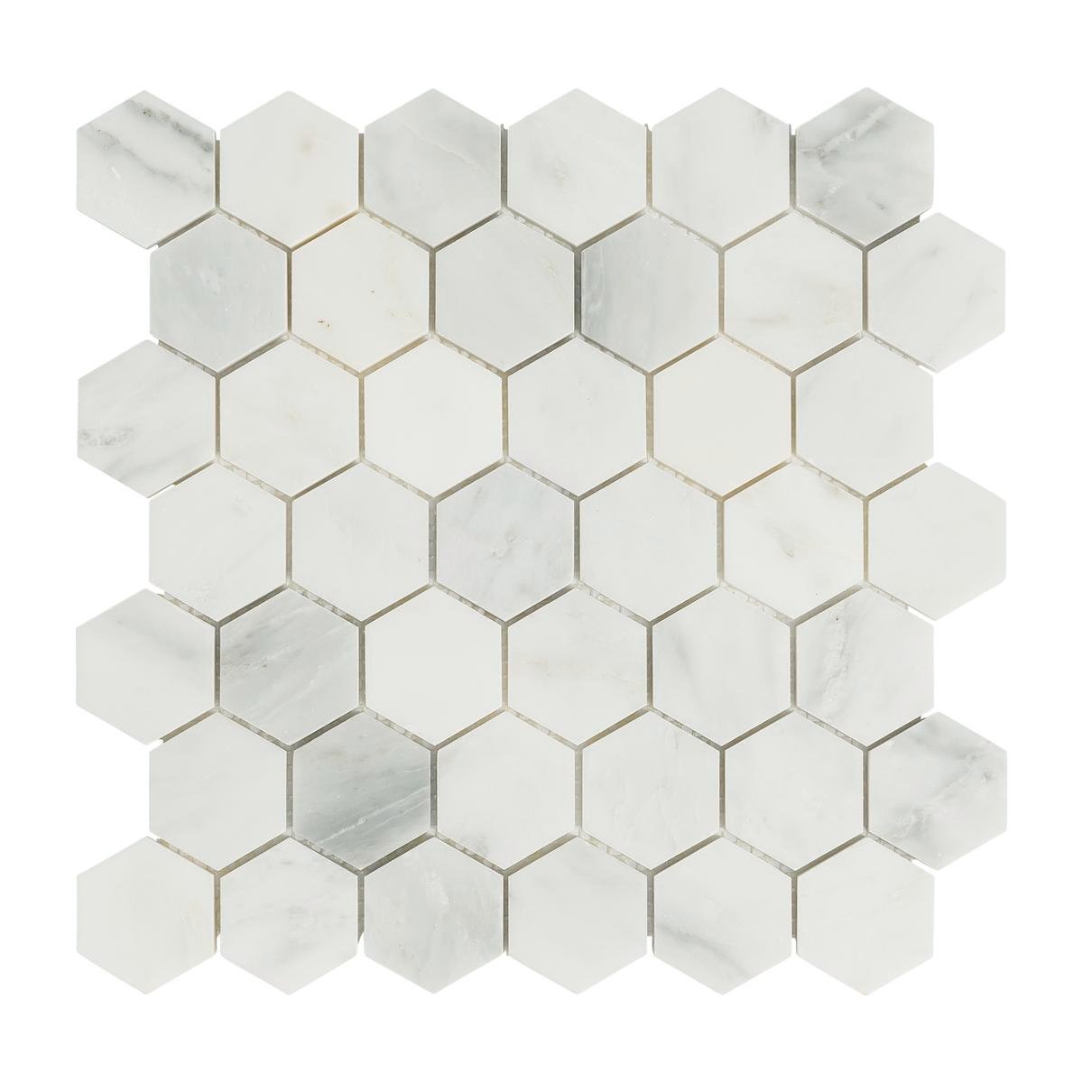 decor8 Florentine White Marble Tile 300x300x10mm Hexagonal Mosaic - SuperSaverAU - view 1