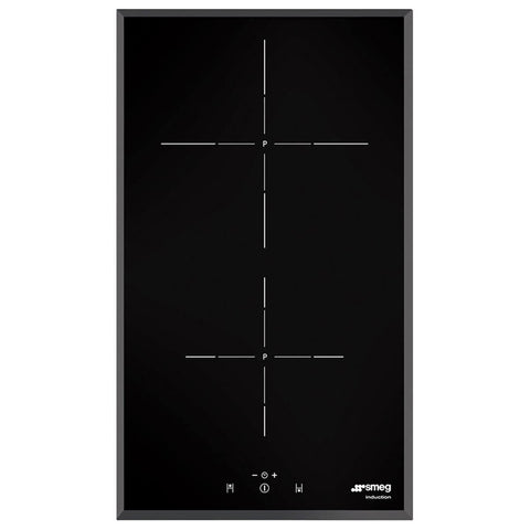 Smeg 30cm Induction 2 Burner Cooktop Black - Ultra-Low Profile, Boost, 9 Power Levels - SI5322B