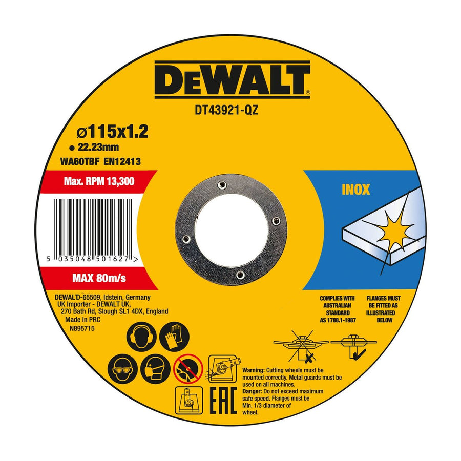Dewalt High Performance Bonded Thin Cut Metal Cutting Discs 10 Pack - 115mm x 1.2mm x 22.23mm - Fast Precise Cuts - SuperSaverAU - view 1