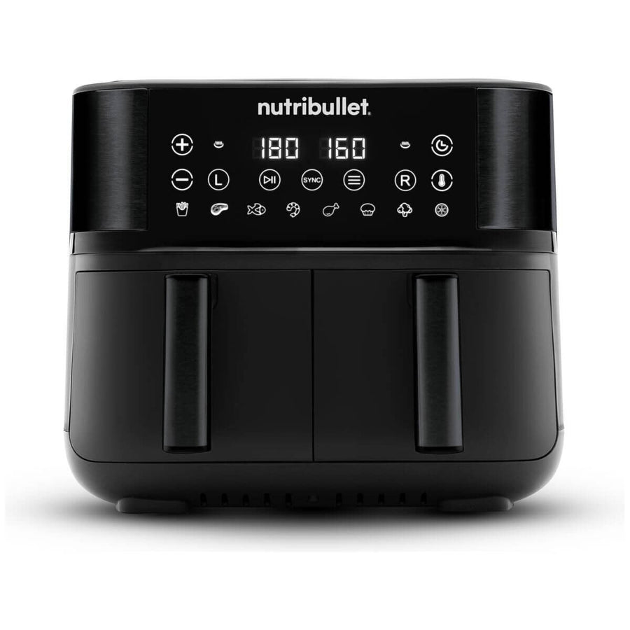 NutriBullet Twin Drawer Air Fryer - 2 x 4L Drawers, 8 Preset Cook Modes, Black - NBA07200