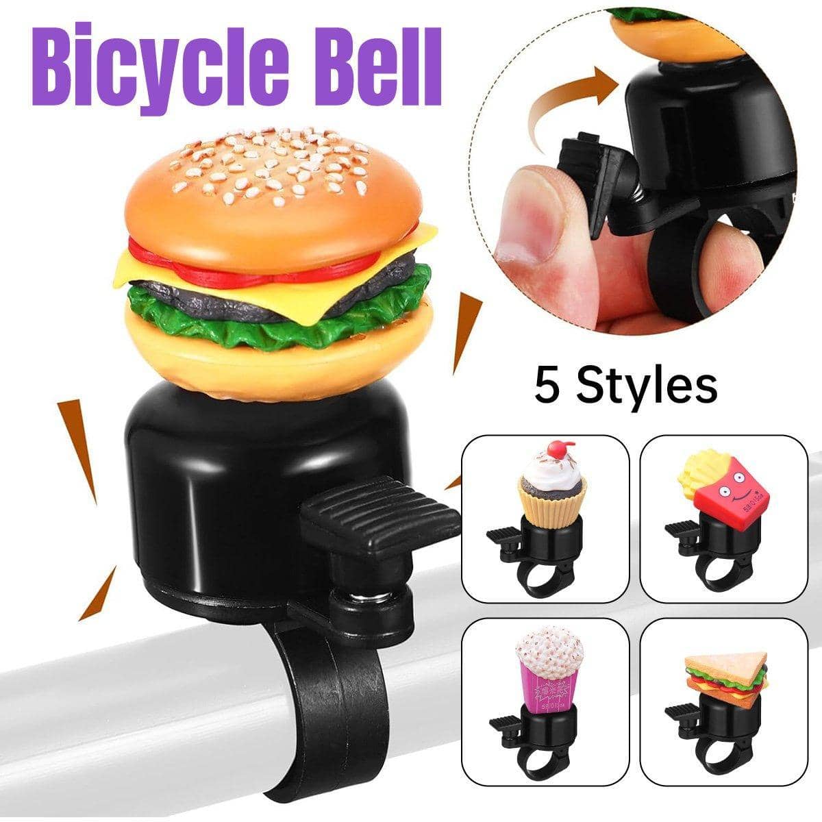Bicycle Bell with Food Design, Loud Ring - French Fries - view 2