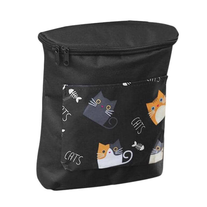 Bicycle Handlebar Bag, Front Hanging Storage Bag for Bikes - Black with Cat Print