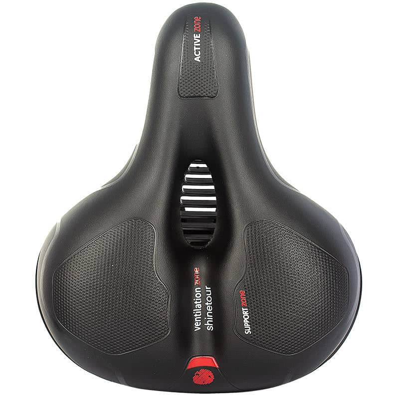 Bicycle Saddle Cushion with Hollow Breathable Design, Black with Red Accents - view 2