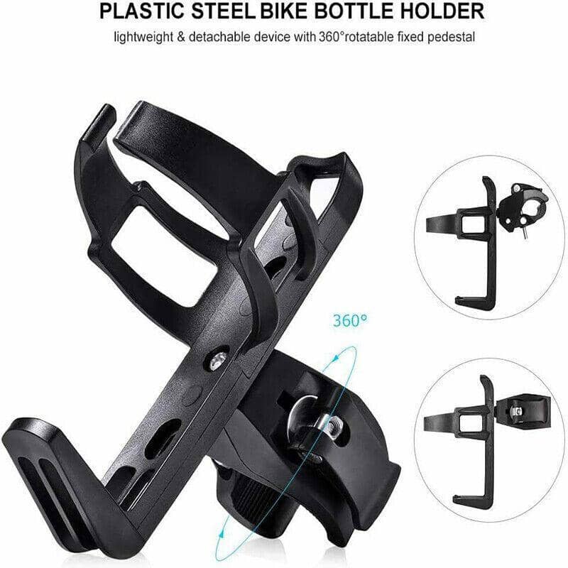 Bike Cup Holder with 360 Degree Rotating Quick-Release Clamp, Black