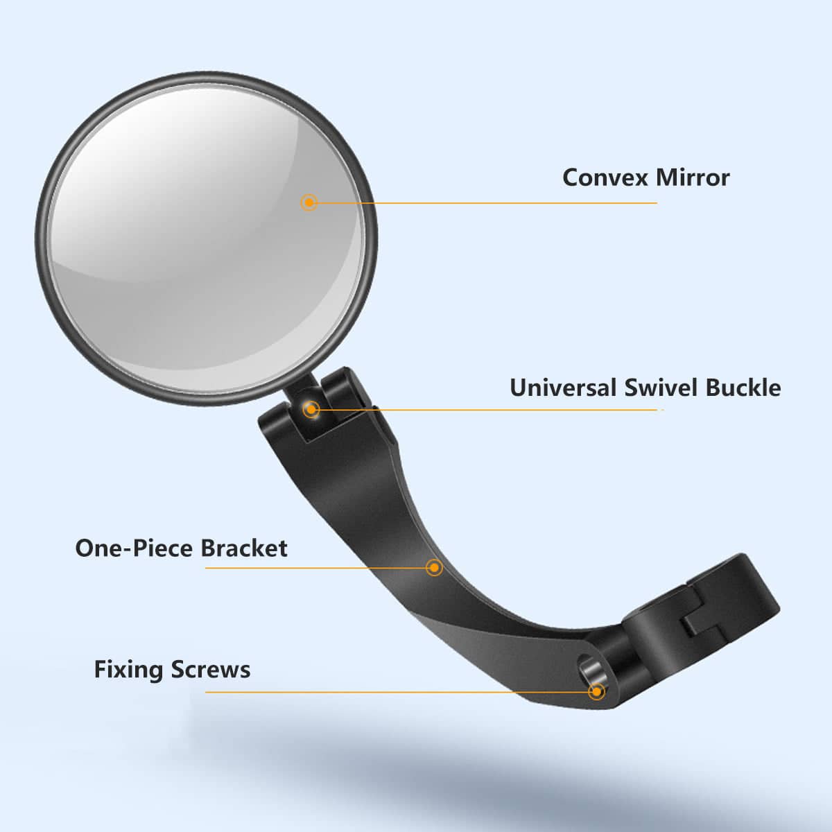 Bike Handlebar Rearview Mirror with Reflective Back, 360 Degree Rotation, Black - view 4