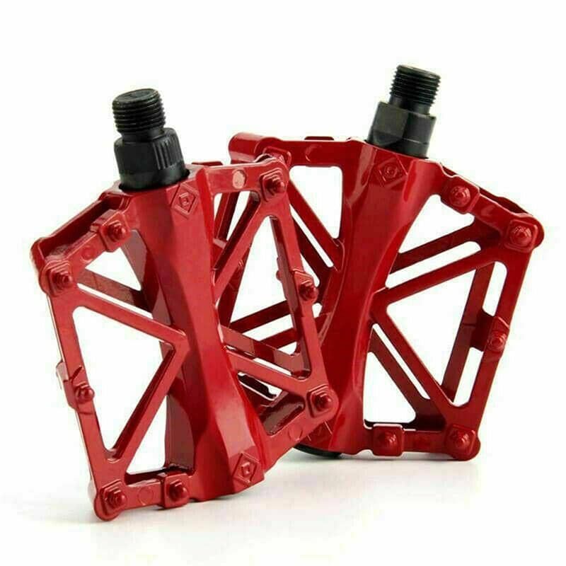Bike Pedals, Alloy Mountain Road MTB Nonslip Cycling Pedals - Red