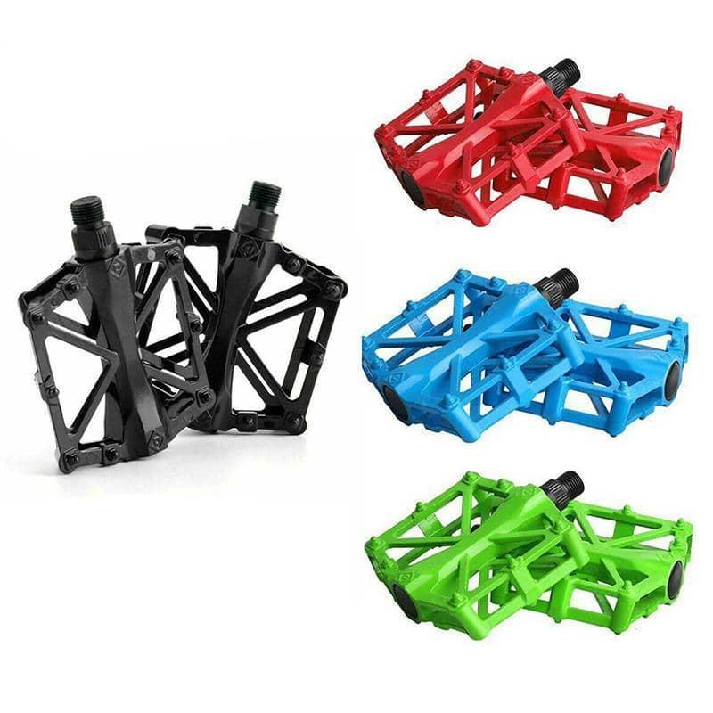 Bike Pedals, Alloy Mountain Road MTB Nonslip Cycling Pedals - Red - view 3