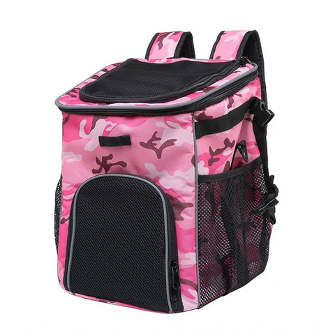 Bike Pet Bag Backpack for Cats and Small Dogs, Foldable - Pink Camouflage