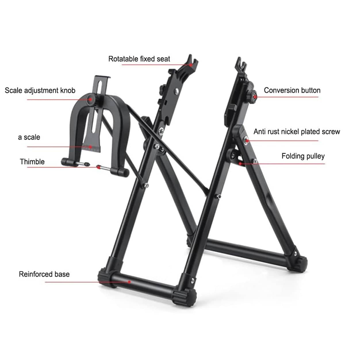 Bike Wheel Truing Stand with Foldable Frame and Precision Adjustment - view 4