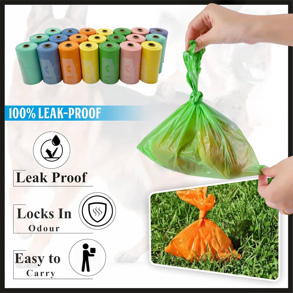 Biodegradable Dog Poop Bags Pack of 24 Rolls with 360 Bags - view 4