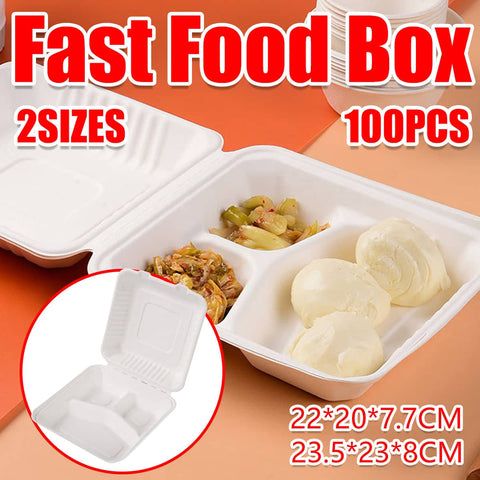 Biodegradable Lunch Boxes, Pack of 100 - 23.5 x 23 x 8 cm - view 2