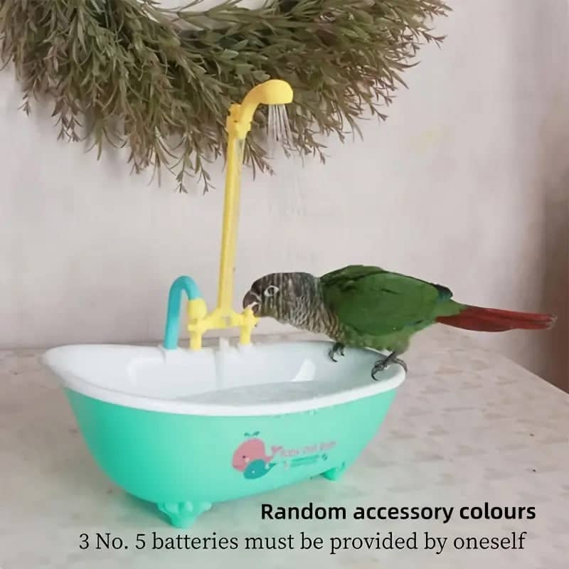 Bird Bath Tub with Rotating Faucet and Water Circulation for Pet Birds - view 5