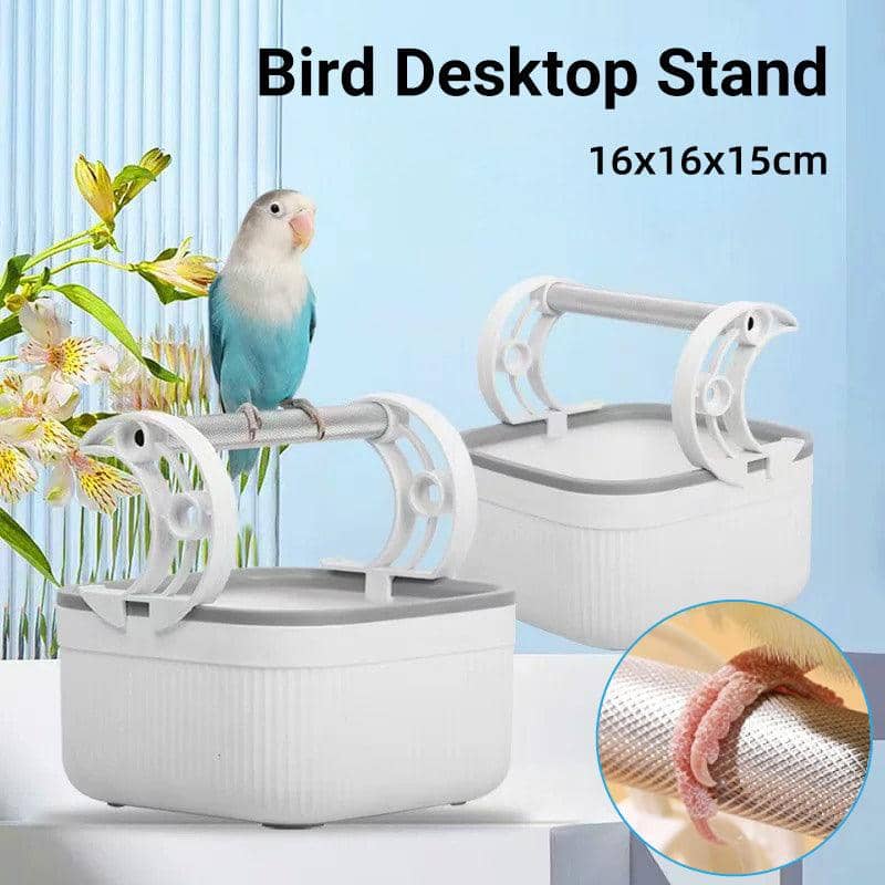 Bird Desktop Perch Stand with Aluminium Rod and Removable Waste Box
