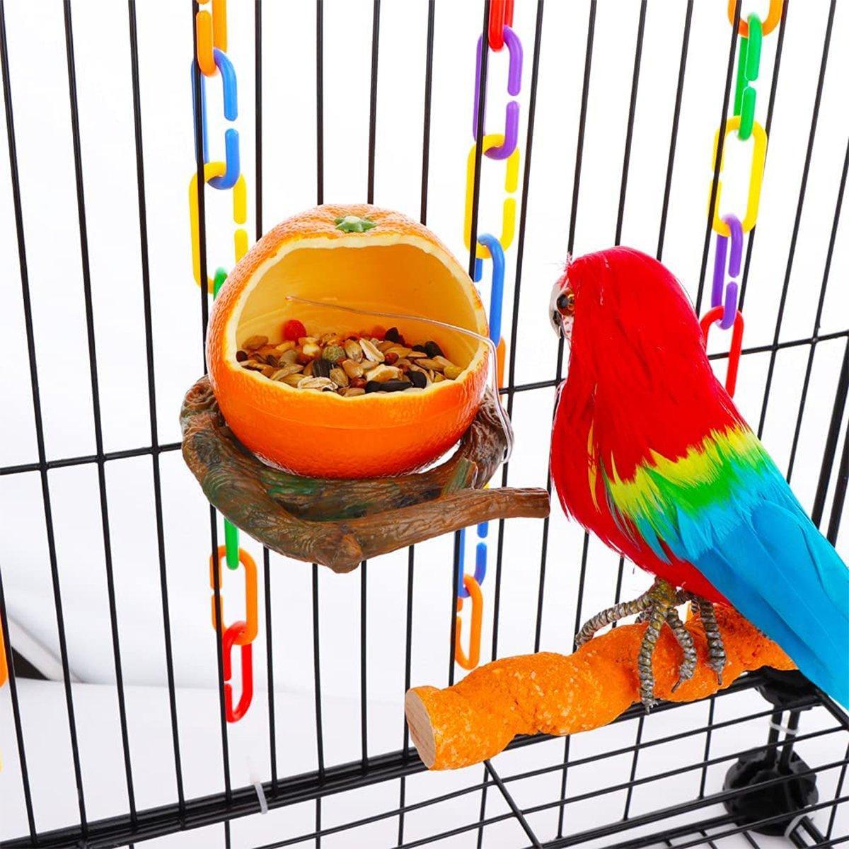 Bird Feeding Bowl with Cage Clamp - Orange - view 15