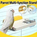 Bird Perch Stand with Feeding Station for Parrot Cages, Yellow and White