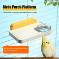 Bird Perch Stand with Feeding Station for Parrot Cages, Yellow and White - view 4