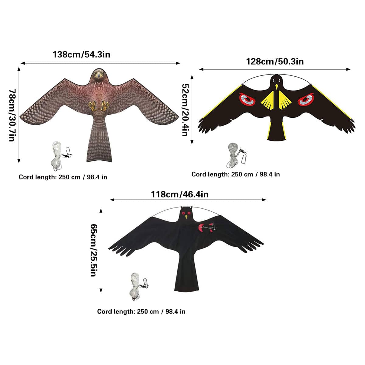 Bird Repelling Kite for Gardens and Orchards - Black Crow Design - view 4
