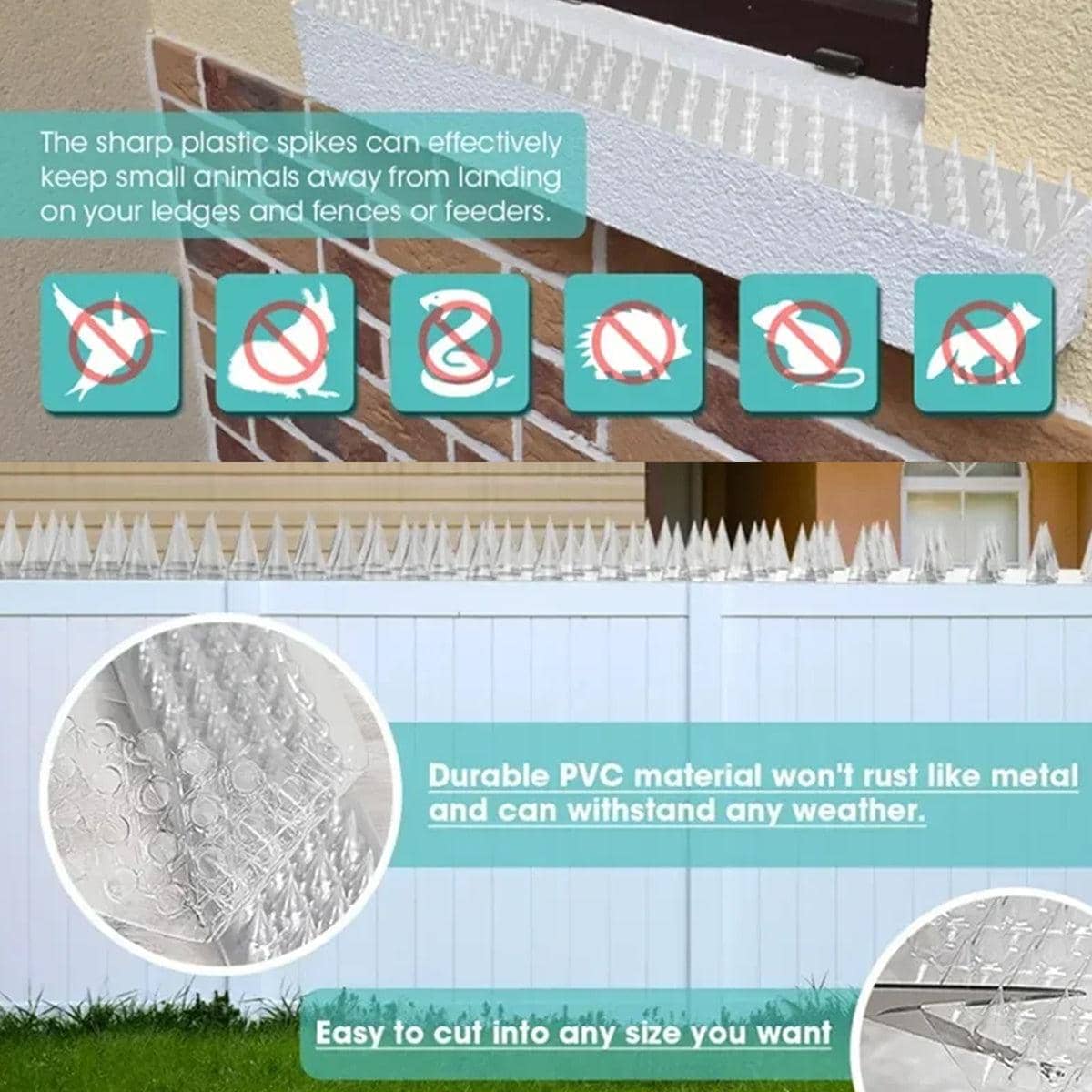 Bird Spike Mats Clear PVC, 42 x 8.3 cm, Pack of 10 - view 5