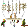 Bird Toy Set for Parrots, Natural Wood Chew Toys and Swing, Set of 7 - view 2