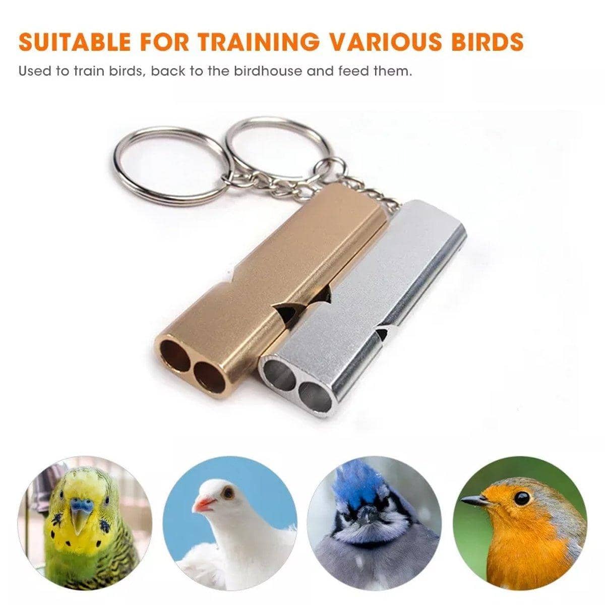 Bird Training Whistle with Keychain Attachment - Gold - view 5