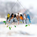 Bird Window Suncatcher, Stained Glass Style - 7 Birds on a Wire - view 4