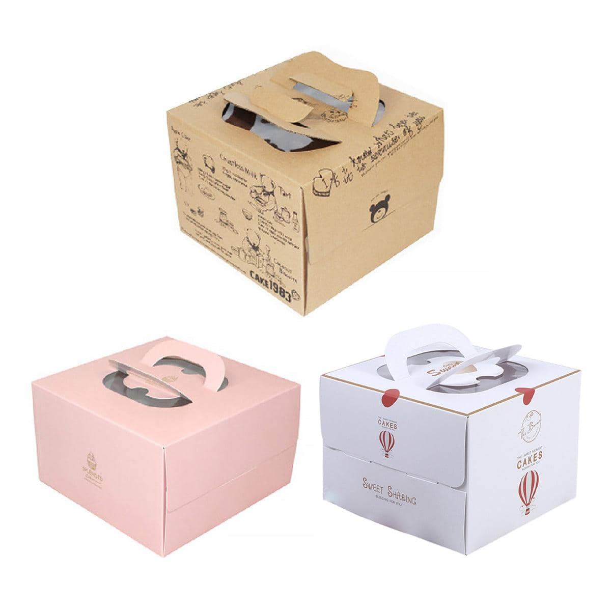 Birthday Cake Boxes Set, Pack of 20 - Kraft, 25 x 25 x 15 cm - view 3