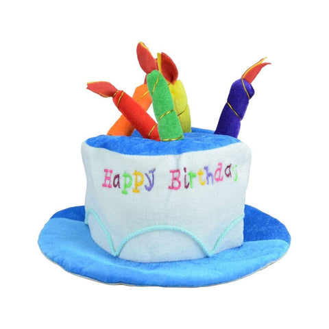 Birthday Cake Hat with Plush Candles - Blue