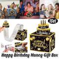 Birthday Money Box, Black and Gold, with 30 Clear Bags