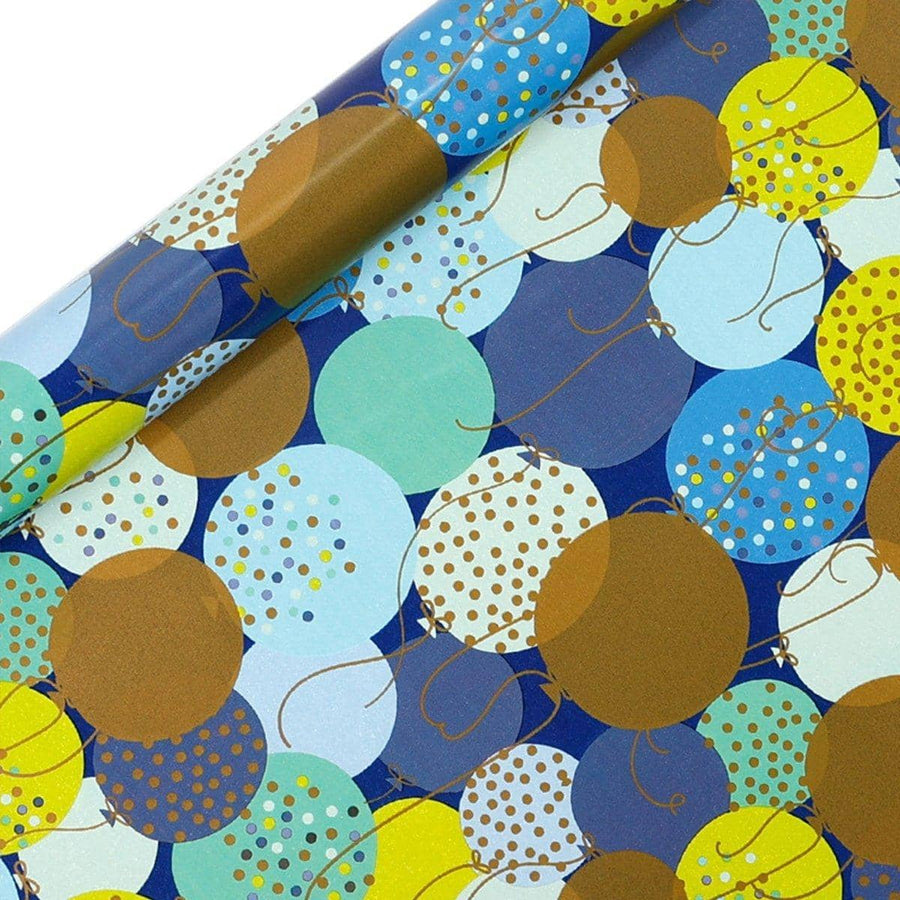 Birthday Wrapping Paper, 3 Rolls - Navy Dotted Balloons