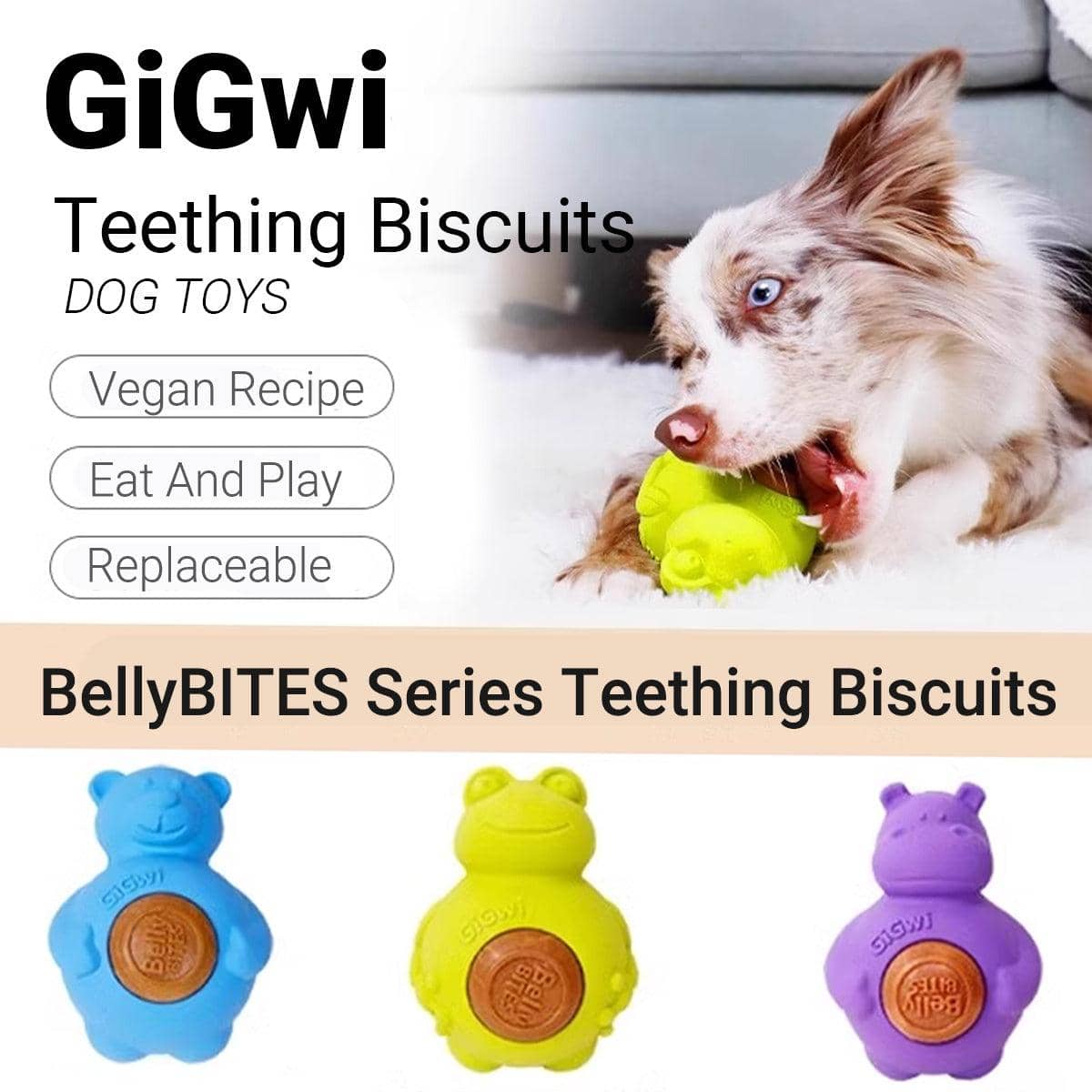 Bite Resistant Dog Chew Toy with Biscuit - Purple - view 2