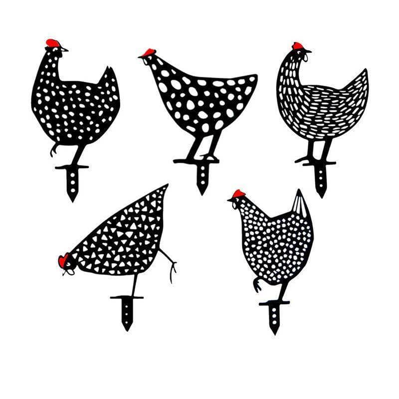 Black Acrylic Chicken Garden Ornament with Ground Stake - Spotted Upright Hen - view 3