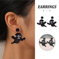 Black Acrylic Halloween Ghost Earrings for Women, Punk Style