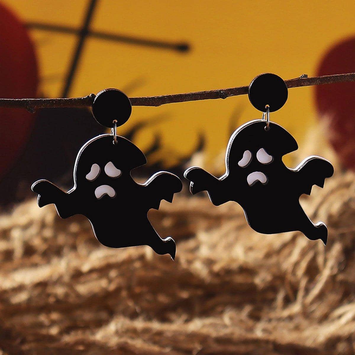 Black Acrylic Halloween Ghost Earrings for Women, Punk Style - view 5